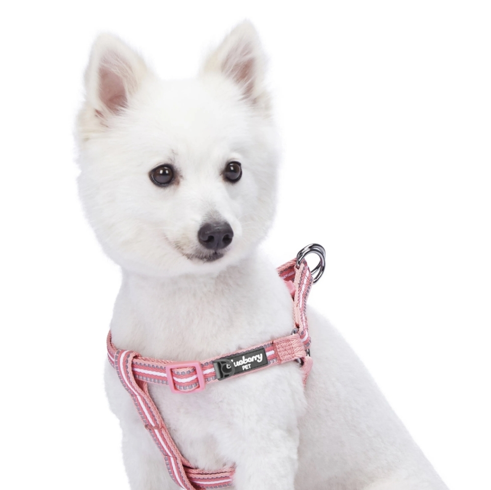 NWT Blueberry Pink & White Striped Reflective Dog Harness Size Large